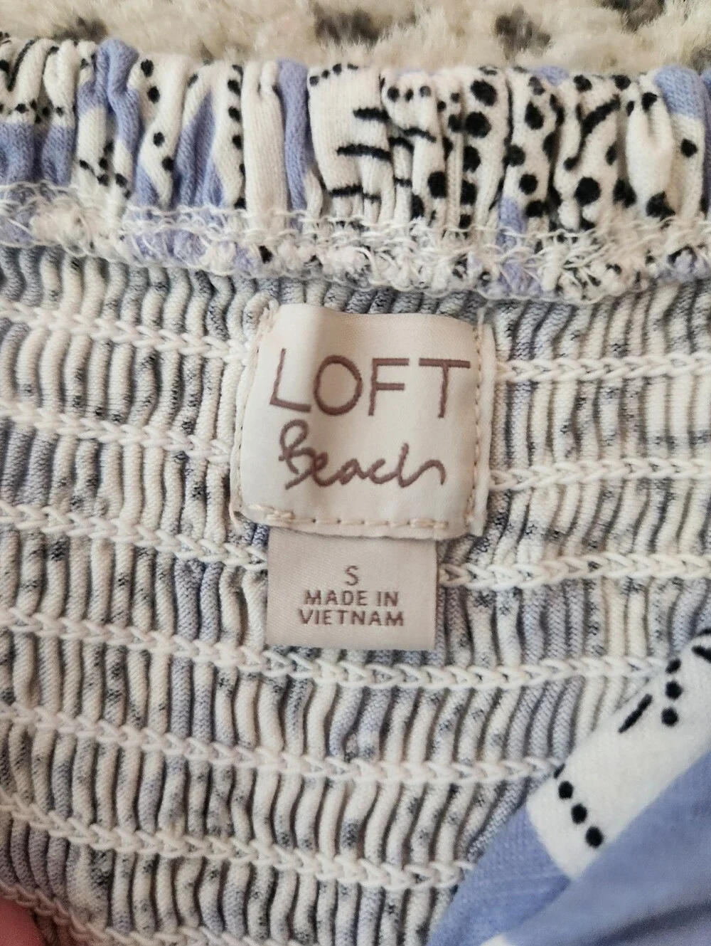 LOFT Beach Floral Romper  Blue White Keyhole Cutout Resort Cover-Up Soft Comfy S